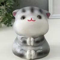 Копилка "Кот Дзен" серый, 16х14х14,5 см