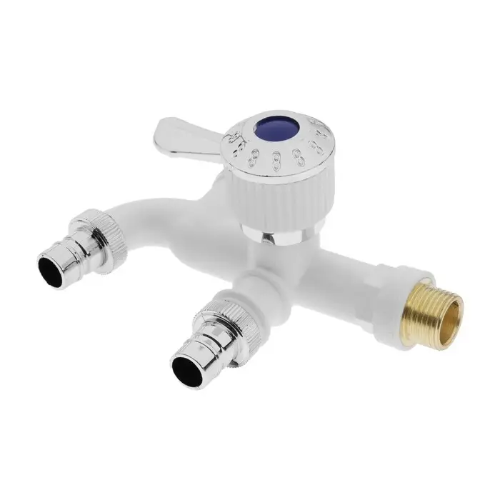 Кран водоразборный ZEIN, 1/2", двойной, белый, хром