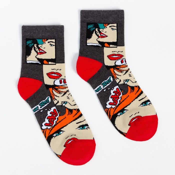 Носки женские, цвет тёмно-серый, размер 23-25