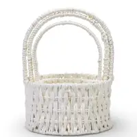 Набор корзин 3 шт пластик 20х20х11 17х17х9 14х14х7 см ручка h=10см белый круг