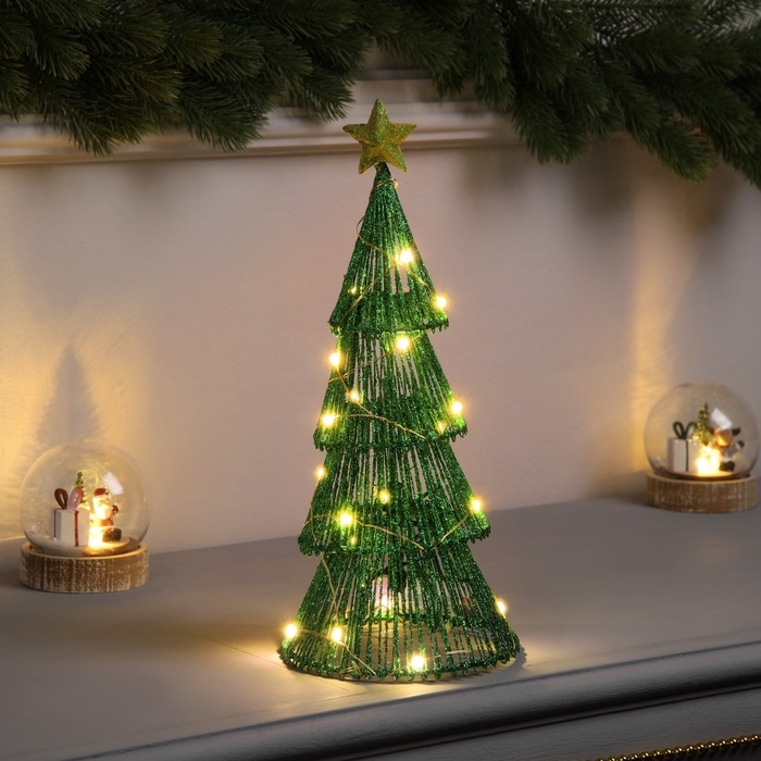Фигура световая "Ёлочка зелёная", 31х13х13 см, 20 LED, ААх2 (не в компл.), Т/БЕЛЫЙ