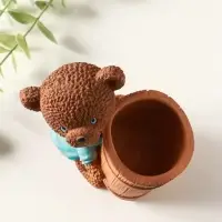 Подставка для мелочей &laquo;Медведь с горшком&raquo; 9&times;10&times;6 см, мультиколор, гипс