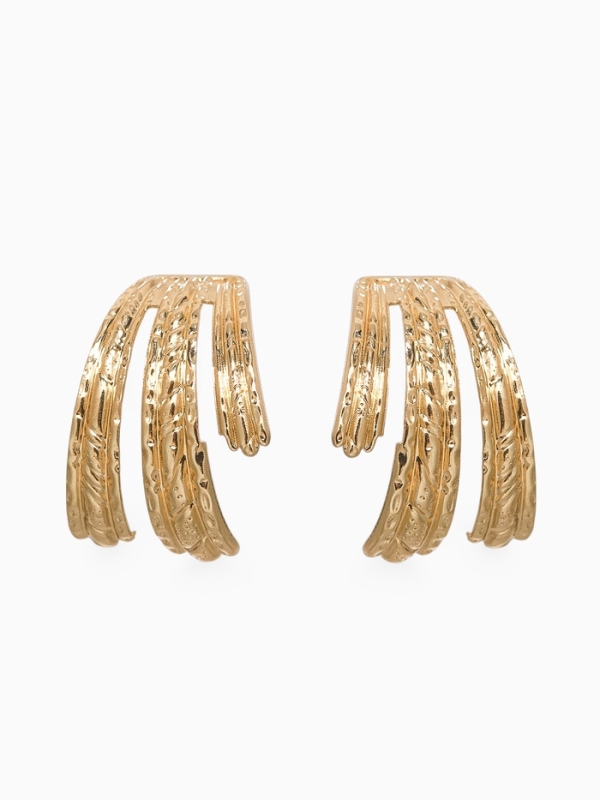 Серьги металл «Трио» объёмные, цвет золото Серьги металл «Трио» объёмные, цвет золото