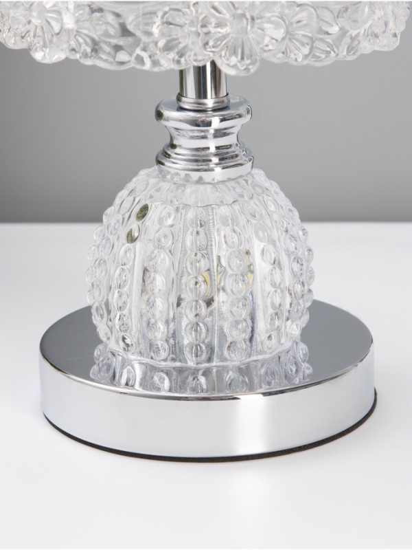 Лампа настольная RISALUX &laquo;Переливы&raquo;, LED, 10 Вт, ночник 3 Вт, хром, 13.5&times;13.5&times;33 см