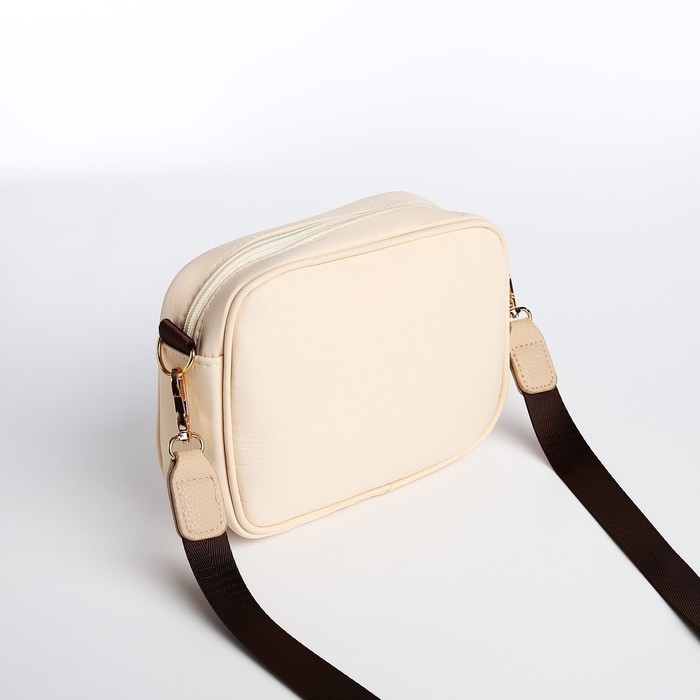 Сумка женская молодёжная текстильная NK, 19х14х6 см, бежевый цвет