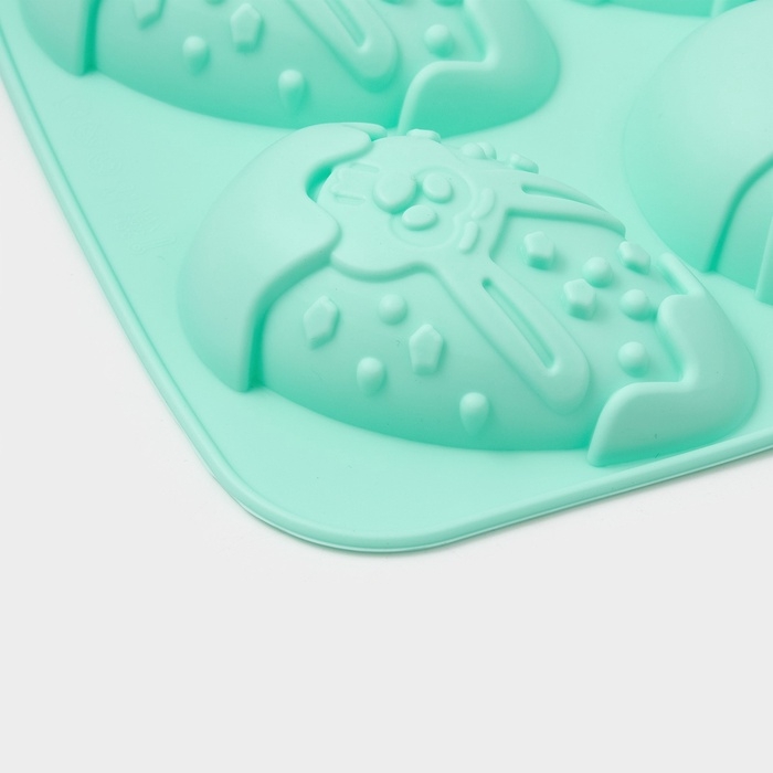 Форма для выпечки Доляна &laquo;Пасхальный кролик&raquo;, силикон, 27&times;17 см, 6 ячеек, бирюзовая