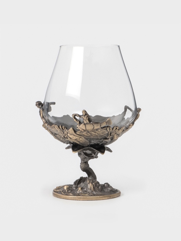 Бокал для коньяка 550 мл "Рыбалка", подарочный, бронза