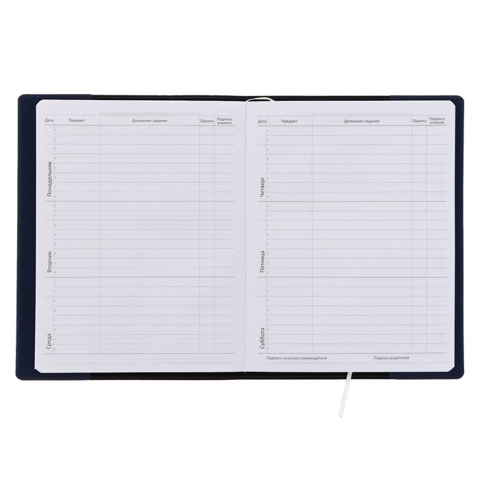 Дневник универсальный для 1-11 класса Blue, мягкая обложка, искусственная кожа, термо тиснение, ляссе, 80 г/м2