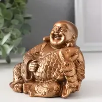 Фигура &laquo;Хотей с рыбой&raquo;, 8.5&times;11&times;9 см, бронза