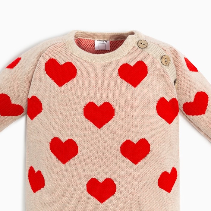 Комбинезон вязаный Крошка Я &laquo;Сердечки&raquo;, рост 86-92 см