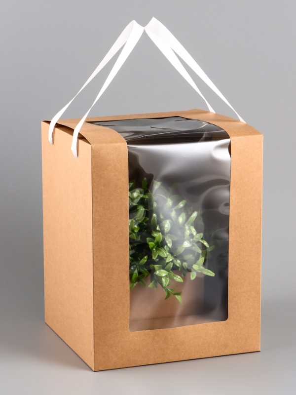 Коробка для цветов, 20 х 20 х 25 см, крафт