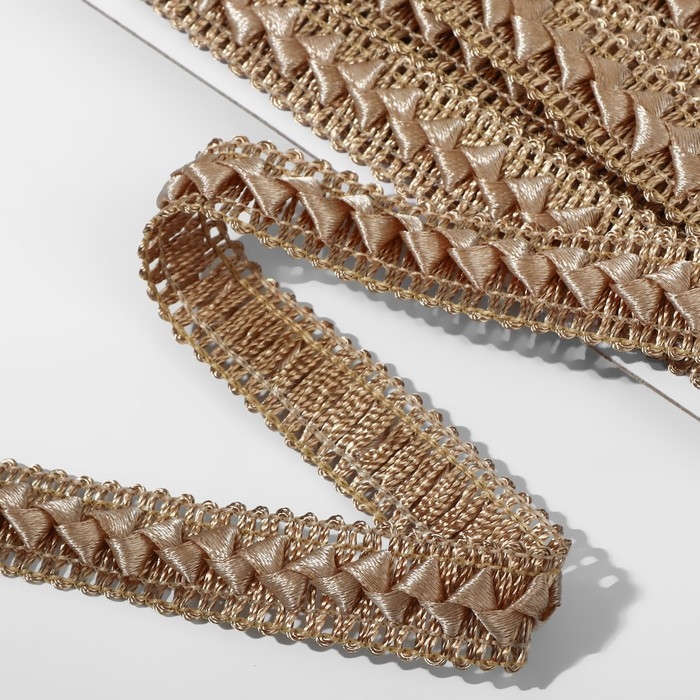 Тесьма декоративная &laquo;Самоса&raquo;, 18 мм, 9,1 &plusmn; 0,5 м, цвет бежевый