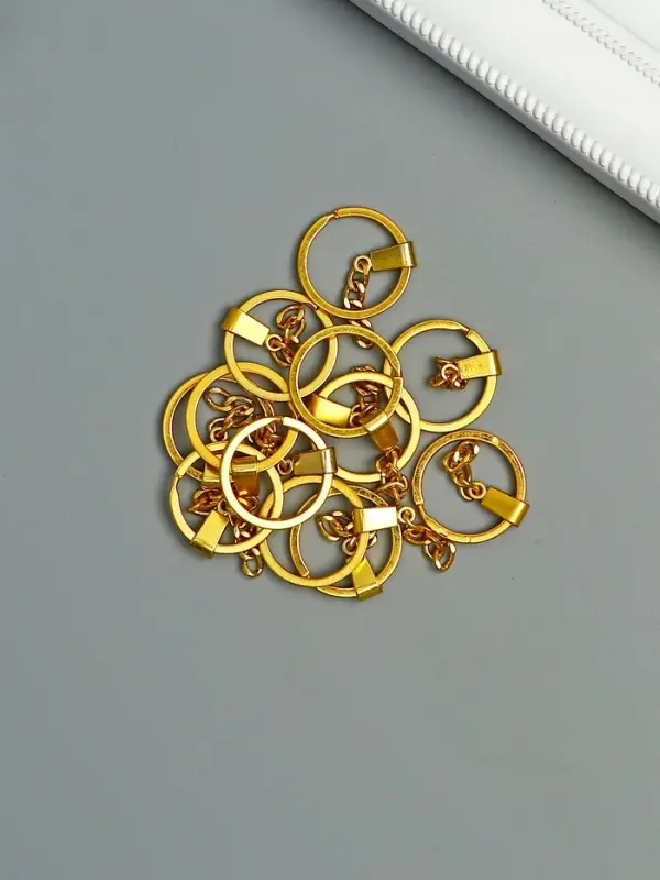 Основа для брелока кольцо металл с плоским креплением золото набор 12 шт 3х6 см