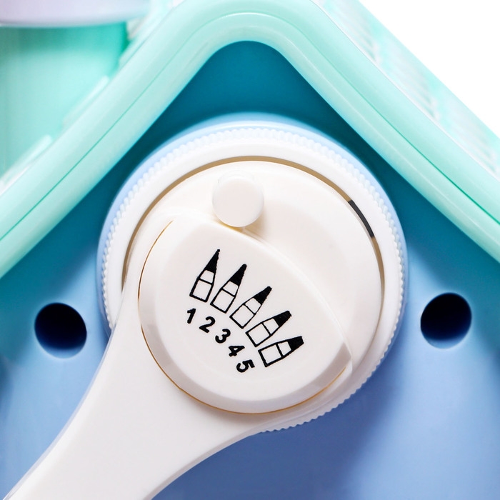 Точилка механическая с контейнером, 5 видов заточки, Домик синий