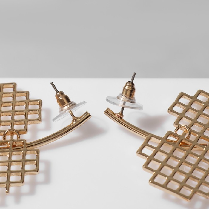 Серьги металл &laquo;Сердце&raquo; техно, цвет золото