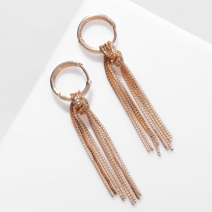 Серьги висячие &laquo;Стиль&raquo; цепи в узле, цвет золото