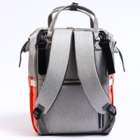 Сумка рюкзак для мамы и малыша с термокарманом, термосумка - портфель, цвет серый/розовый Сумка рюкзак для мамы и малыша с термокарманом, термосумка - портфель, цвет серый/розовый