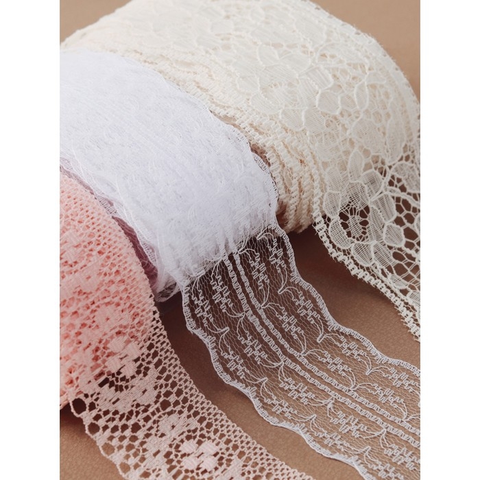 Кружево капроновое, 45 мм &times; 10 &plusmn; 1 м, цвет белый