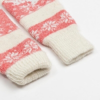 Новый год. Варежки женские шерстяные, цвет белый/красный, размер 20-22