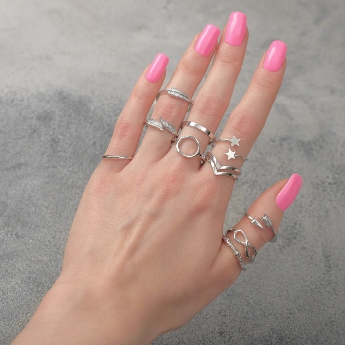 Набор колец 12 штук «Тренд» сокровище, цвет серебро, размер МИКС Набор колец 12 штук «Тренд» сокровище, цвет серебро, размер МИКС