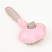 Пуходёрка пластиковая с функцией самоочистки, 9 х 18,5 см, розовая