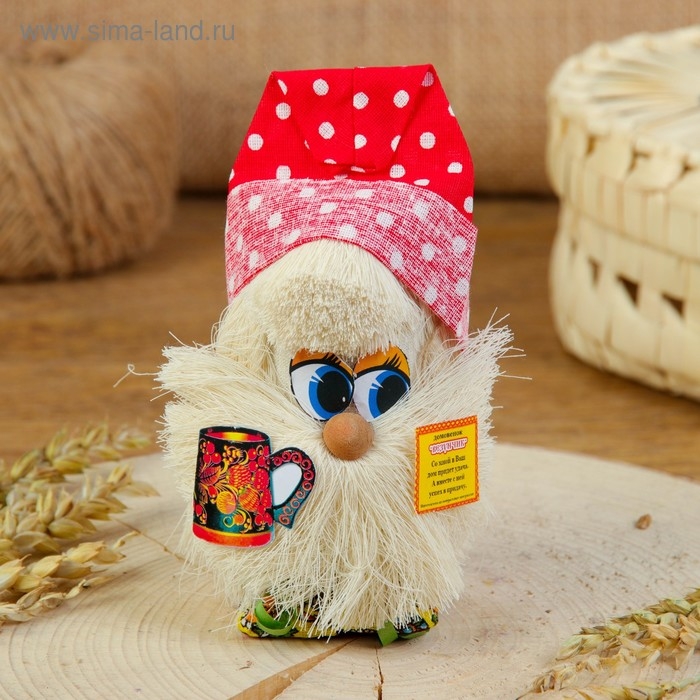 Оберег &laquo;Домовой&raquo;, с кружкой, 12 см, микс