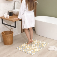 Коврик для ванной SAVANNA &laquo;Роиз&raquo;, 60&times;90 см, цвет горчично-серый