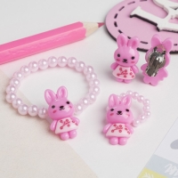 Набор детский «Выбражулька» 3 предмета: клипсы, браслет, кольцо, зайка, цвет МИКС Набор детский «Выбражулька» 3 предмета: клипсы, браслет, кольцо, зайка, цвет МИКС