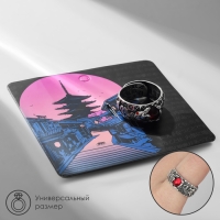 Кольцо &laquo;Япония&raquo; иероглифы, цвет красный в чернёном серебре, безразмерное