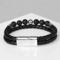 Браслет унисекс &laquo;Мощь&raquo; равенство, цвет чёрный с серебром, 21 см