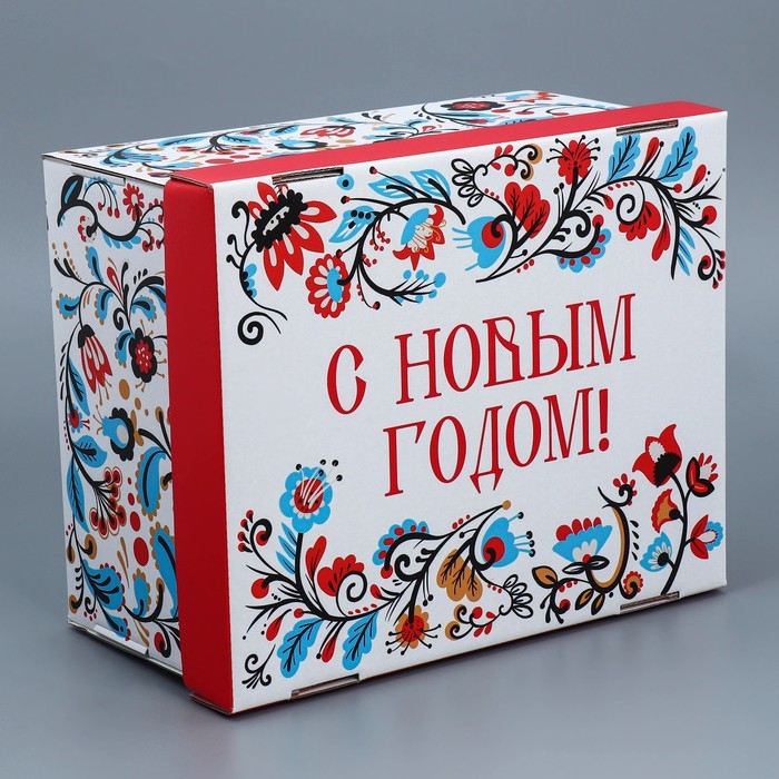 Коробка подарочная новогодняя складная &laquo;Народная&raquo;, 31,2 х 25,6 х 16,1 см, Новый год