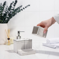 Набор аксессуаров для ванной комнаты &laquo;Завитки&raquo;, 4 предмета (мыльница, дозатор для мыла, 2 стакана), цвет белый