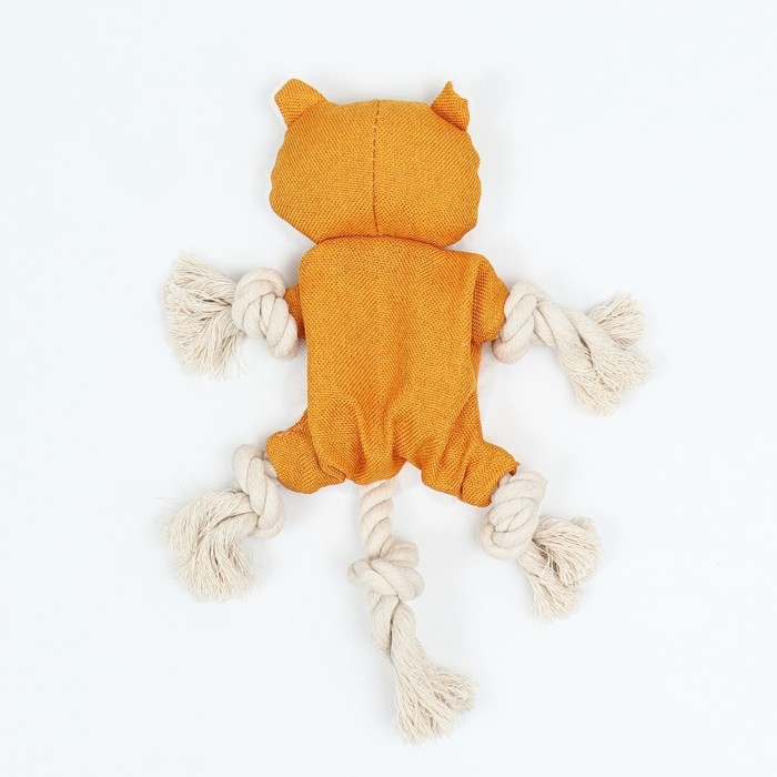 Игрушка текстильная с канатом "Котэ" с пищалкой, шуршащая, 26 х 28 см