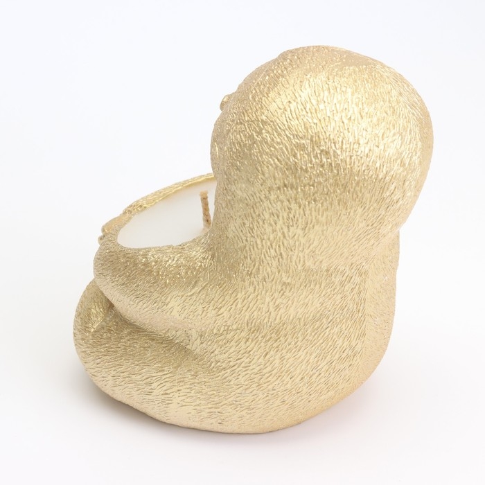 Свеча "Ленивец" в подсвечнике из гипса,9х10,5х11см, золото