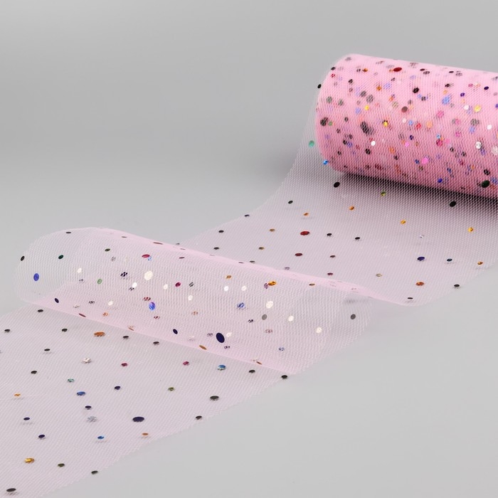 Фатин с разноцветными блёстками, 15 см, 11 &plusmn; 1 г/кв.м, 23 &plusmn; 1 м, цвет розовый №8