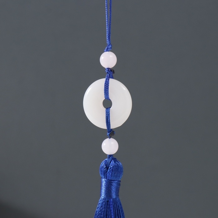 Подвеска текстиль, пластик Подвеска текстиль, пластик "Нефритовый кулон" синяя 1х2,5х12,5 см