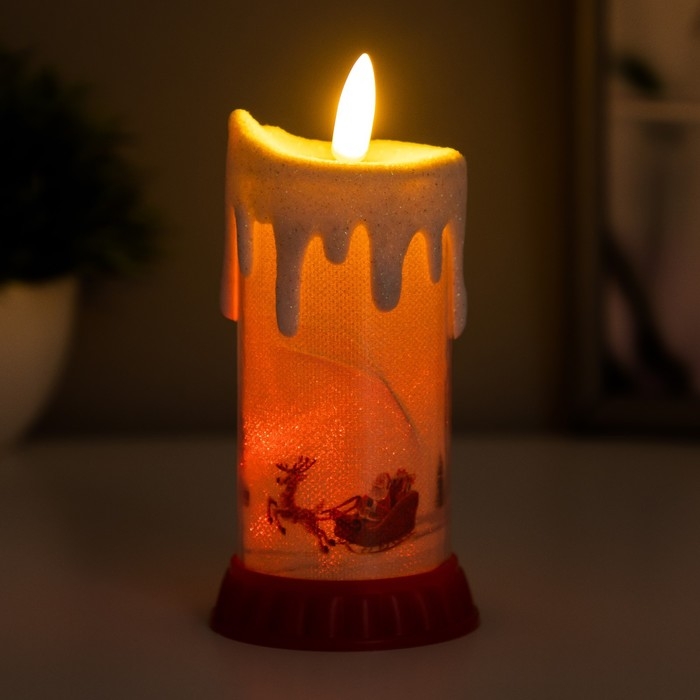 Ночник " Морозная свеча" LED RGB от батареек LR44   6х6х10 см RISALUX