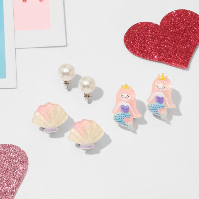 Набор клипс детских (3 пары) &laquo;Выбражулька&raquo; морская коллекция, цветной