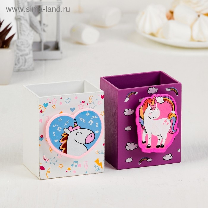 Карандашница &laquo;Единороги&raquo;, 7 &times; 5 &times; 8 см, МИКС