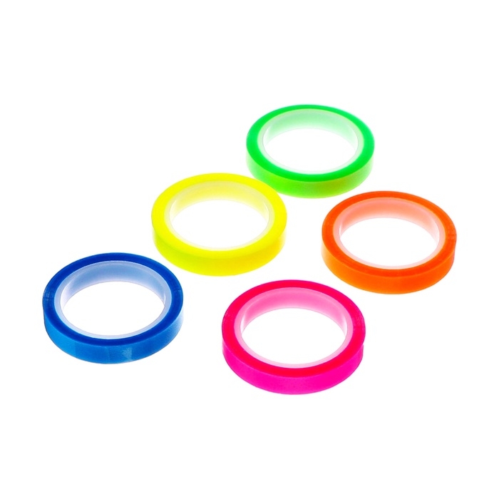 Набор 5 штук текстовыделительная клейкая лента 6мм х 5м, 5 цветов флуор (отклеиваемая) Набор 5 штук текстовыделительная клейкая лента 6мм х 5м, 5 цветов флуор (отклеиваемая)