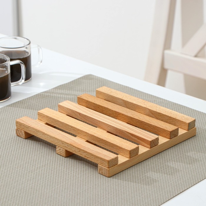 Подставка под горячее Доляна, решётка, 15&times;15&times;2 см, массив бук