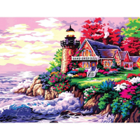 Алмазная мозаика с полным заполнением на подрамнике «Домик у моря», 30 x 40 см Алмазная мозаика с полным заполнением на подрамнике «Домик у моря», 30 x 40 см