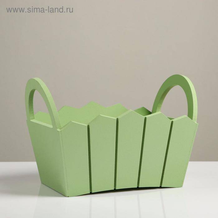 Кашпо деревянное 25,5×16,5×17,5 см Кашпо деревянное 25,5×16,5×17,5 см "Мария", ручки боковые, МДФ, оливка