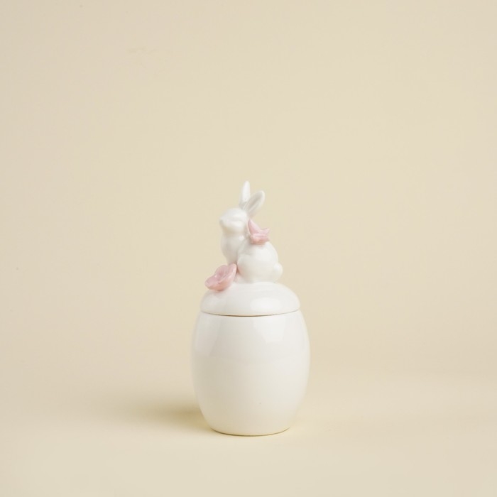 Банка для хранения сыпучих продуктов SL Home &laquo;Лесные кролики&raquo;, 220 мл, 7,5&times;16 см, цвет белый