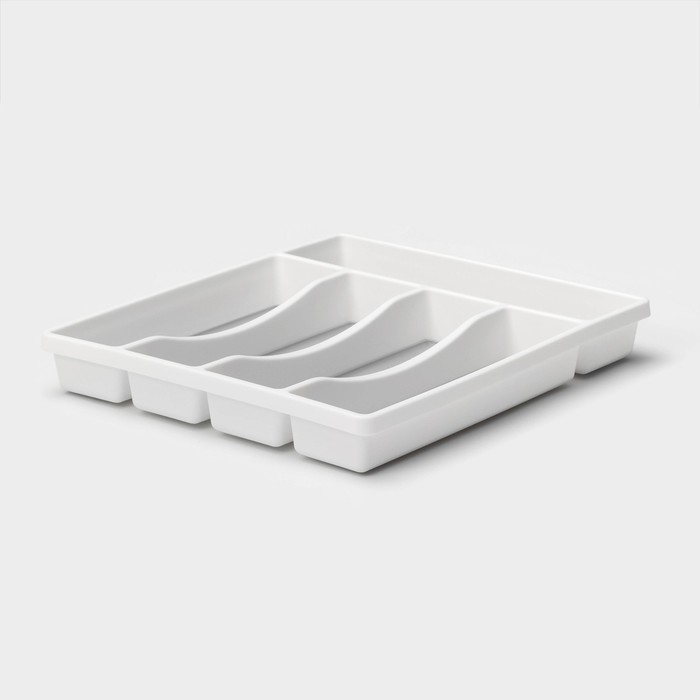 Лоток для столовых приборов Griten, с силиконовой вставкой, 5 отделений, 33,5&times;29,3&times;4,5 см, цвет белый