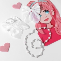 Набор «Выбражулька» 4 предмета: 2 резинки, бусы, браслет цвет белый Набор «Выбражулька» 4 предмета: 2 резинки, бусы, браслет цвет белый