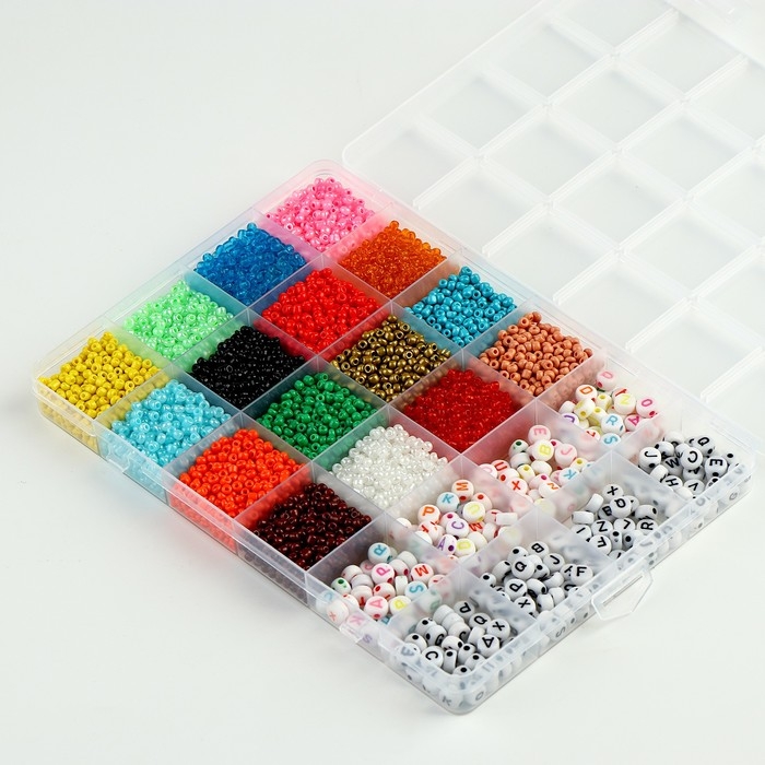 Набор для создания украшений, набор 24 цвета,1 шт. &mdash; 3 мм, 400 букв, леска, фурнитура, ножницы