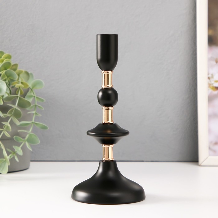 Подсвечник металл на 1 свечу d=2 см "Ирада" с золотом 9х9х19,5 см