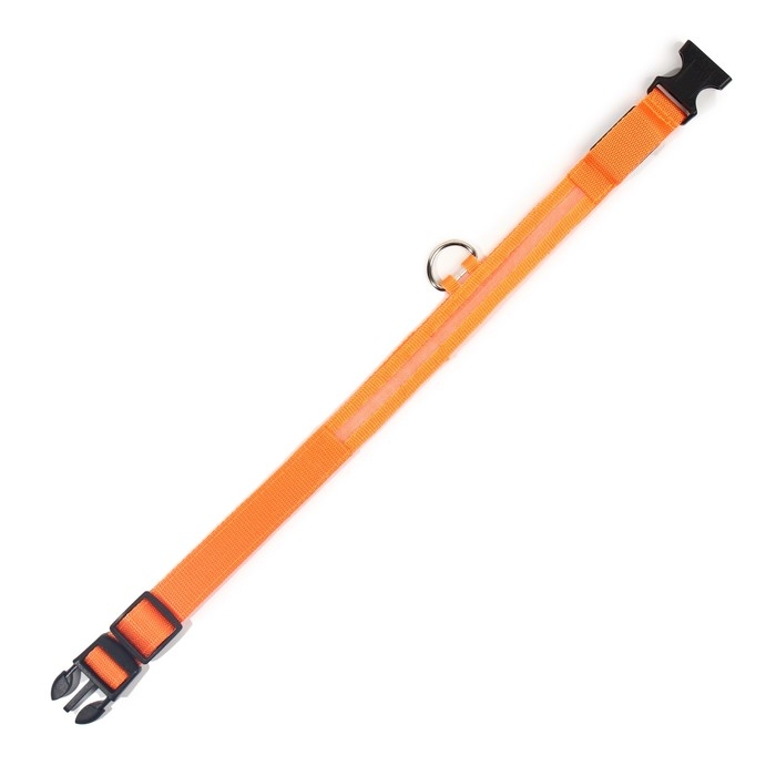 Ошейник с подсветкой размер L, ОШ 45-52 х 2,5 см, 3 режима свечения оранжевый Ошейник с подсветкой размер L, ОШ 45-52 х 2,5 см, 3 режима свечения оранжевый