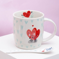 Кружка керамическая с ложкой &laquo;Я тебя люблю&raquo;, 350 мл, цвет белый